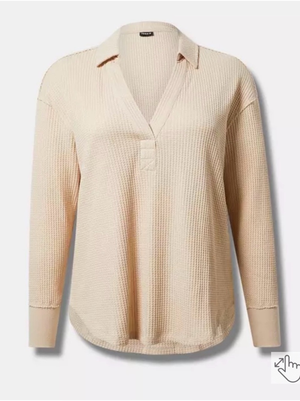 Torrid Waffle Collared Drop Shoulder Top Beige Cream Neutral Minimalist Size 1X